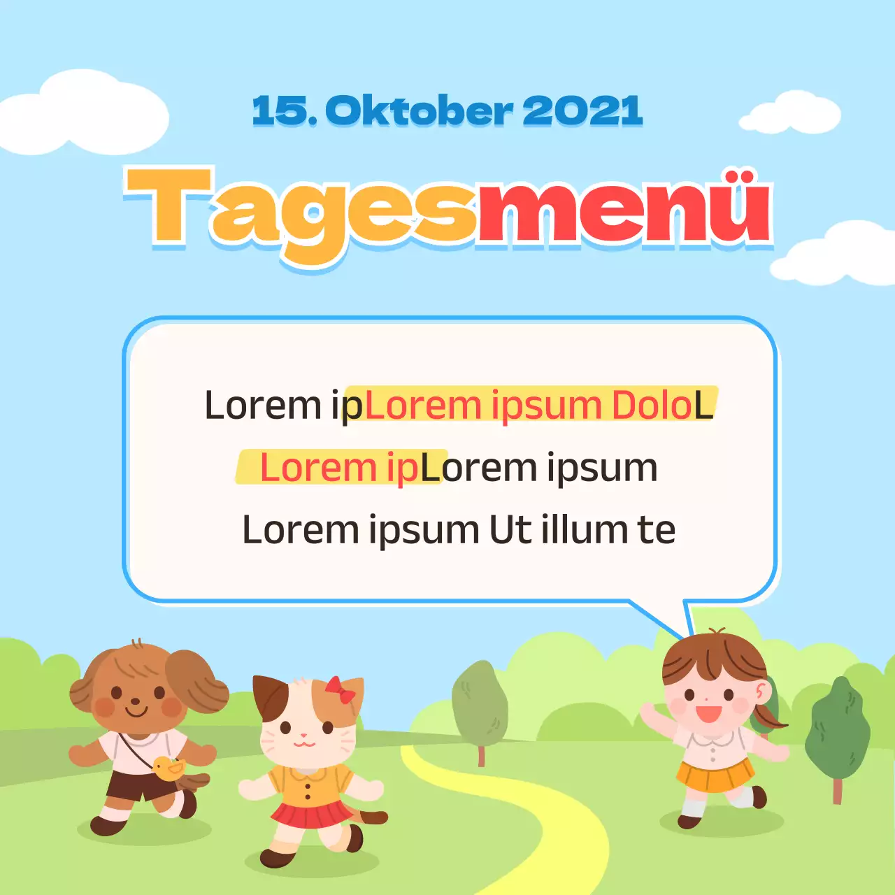 Hellblauer sonniger und aktiver täglicher Speiseplan