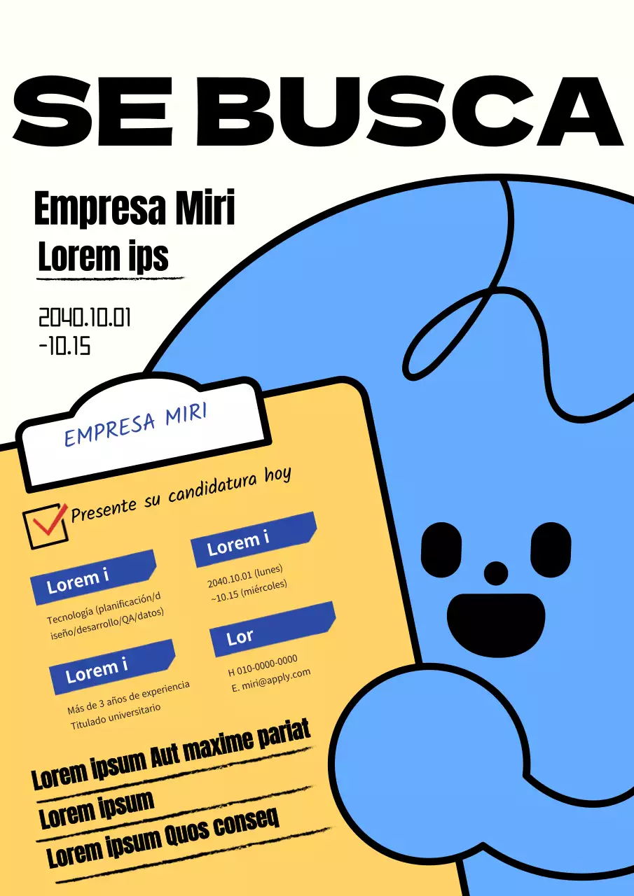 Sencillos anuncios de empleo amarillos y azules