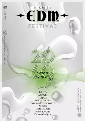 Een zilveren, futuristisch muziekfestivalevenement