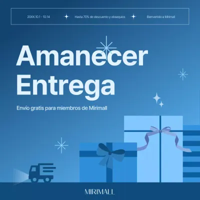 Promueva un simple aviso de entrega a primera hora de la mañana en azul