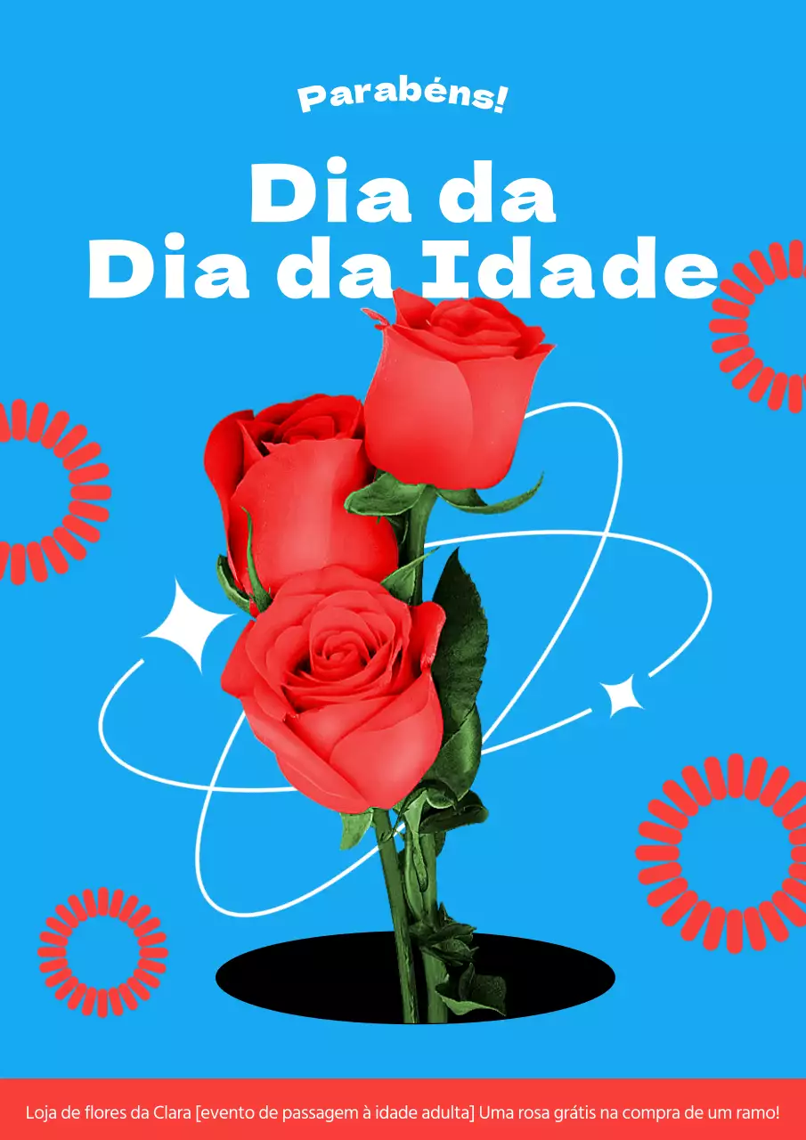 Promover as rosas do Dia dos Namorados em azul claro e vermelho