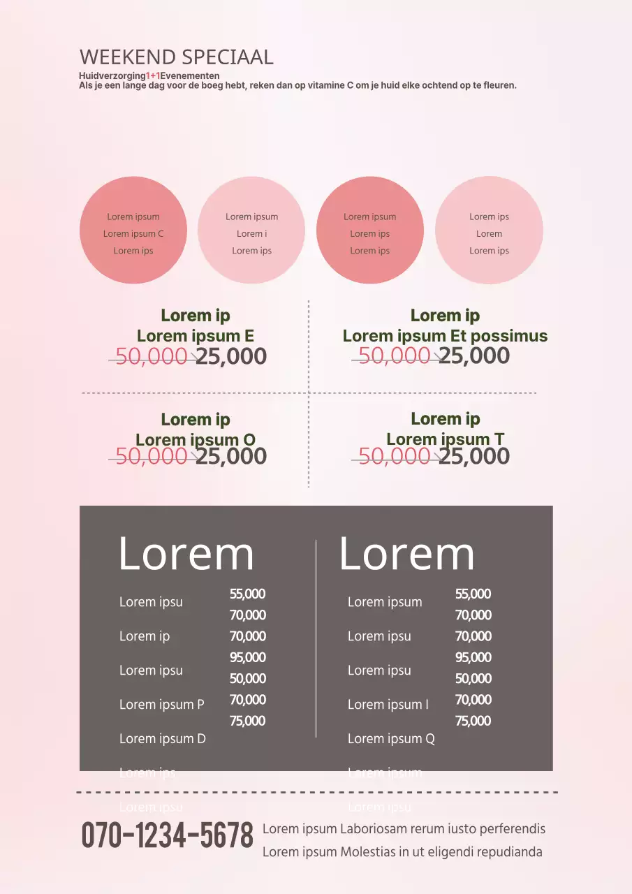 Een chique, roze flyer voor een evenement in een schoonheidssalon