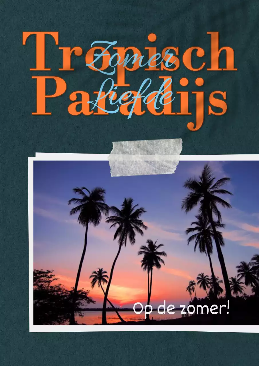 Polaroid kunstwerk van palmbomen op een groene achtergrond