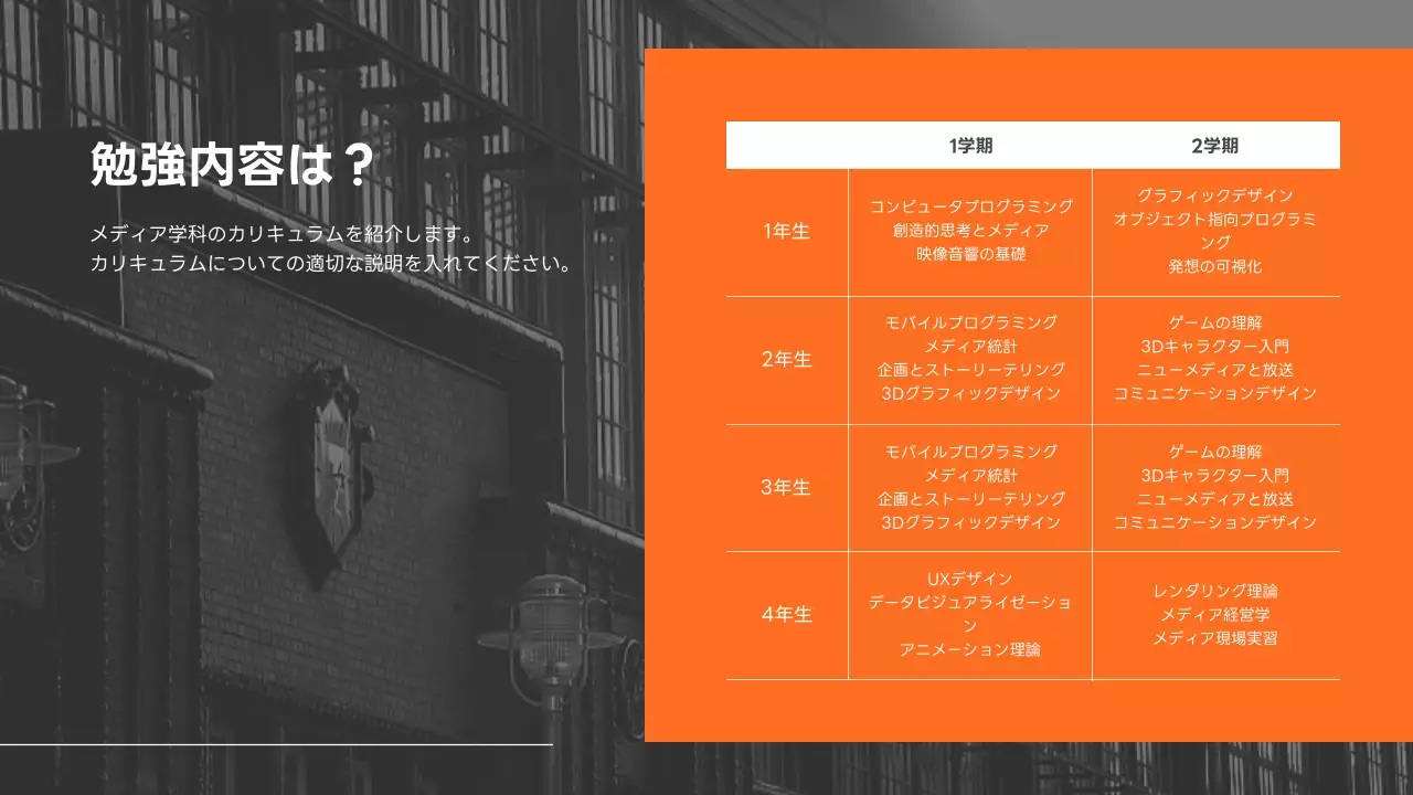 オレンジ モダン 学科 パンフレット プレゼンテーション