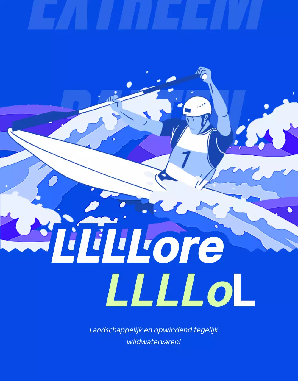 Promoot actief raften met waterspetters op een blauwe achtergrond