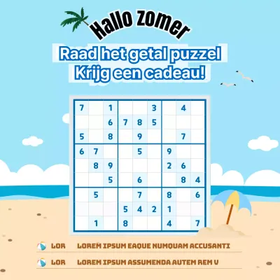 Gebeurtenis van het cijferraadsel met blauwe zomerachtergrond