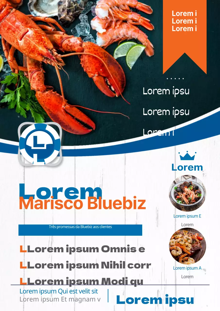 Promover um restaurante limpo com fotografias de comida azul