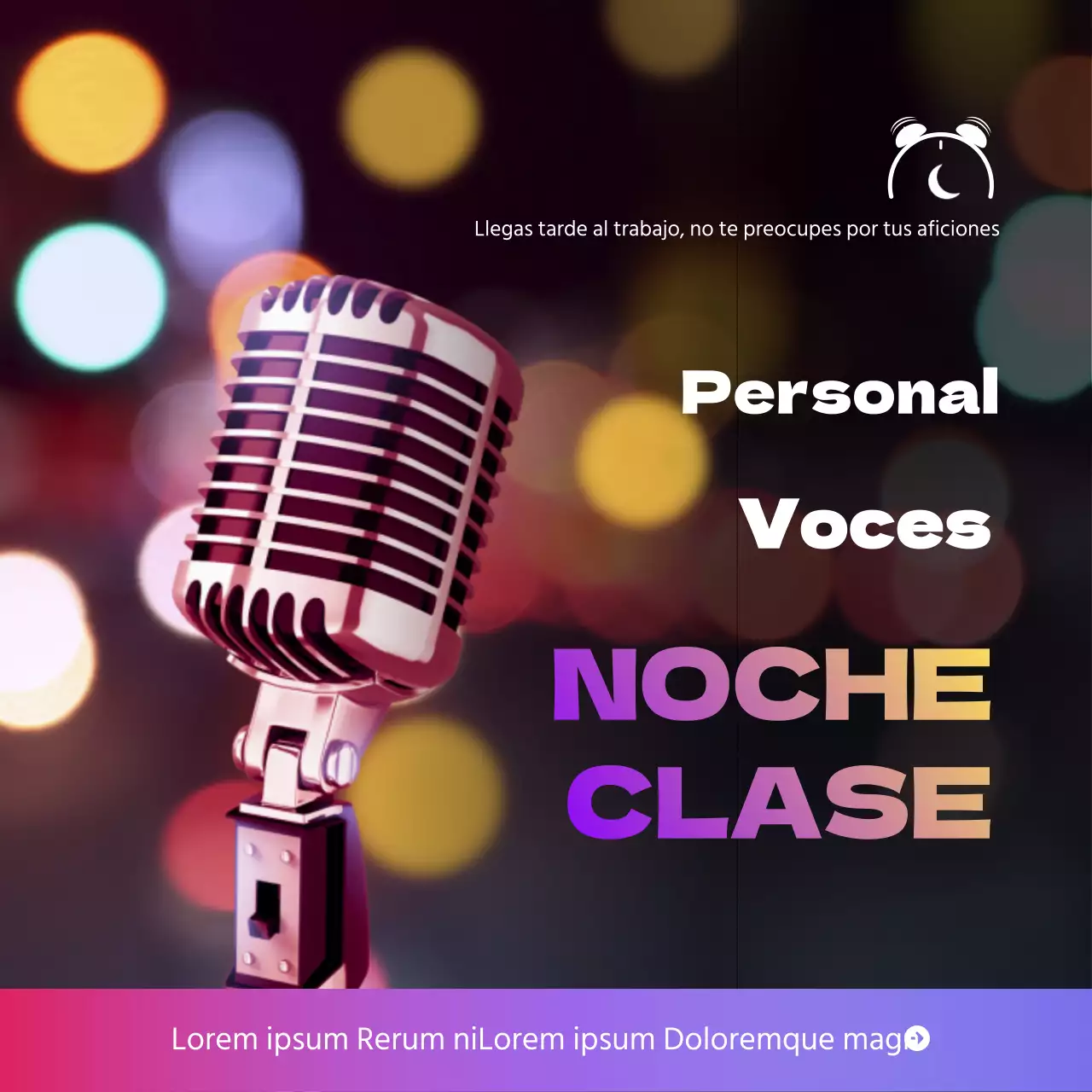 Tema de conferencia vocal con tonos de degradado rosa escena nocturna groovy y concepto de jazz