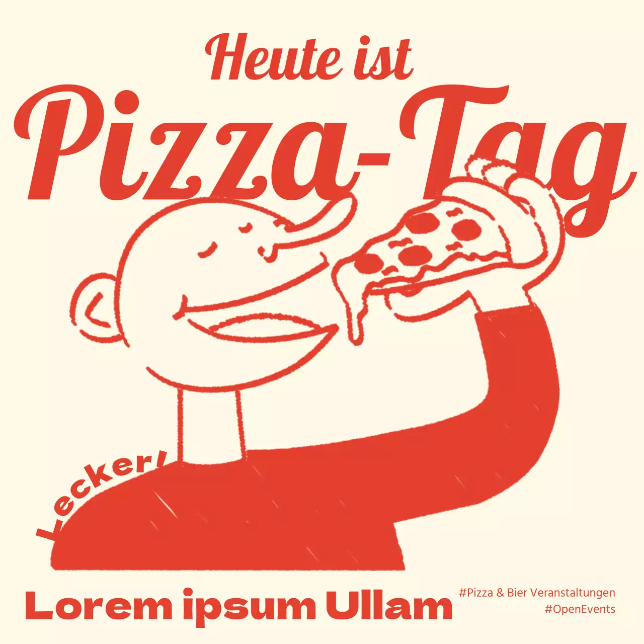 Förderung eines minimalistischen, rot-gelben Pizza-Tages