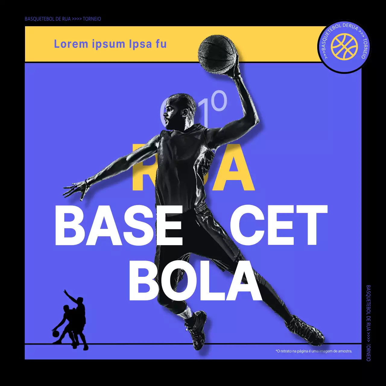 Basquetebol de rua poderoso em roxo e amarelo