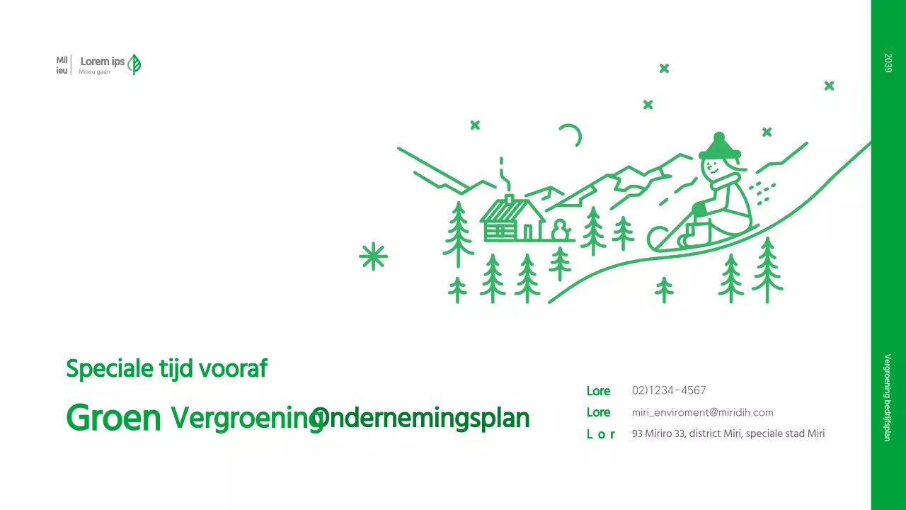 Businessplan met een groen, schoon, geïllustreerd concept