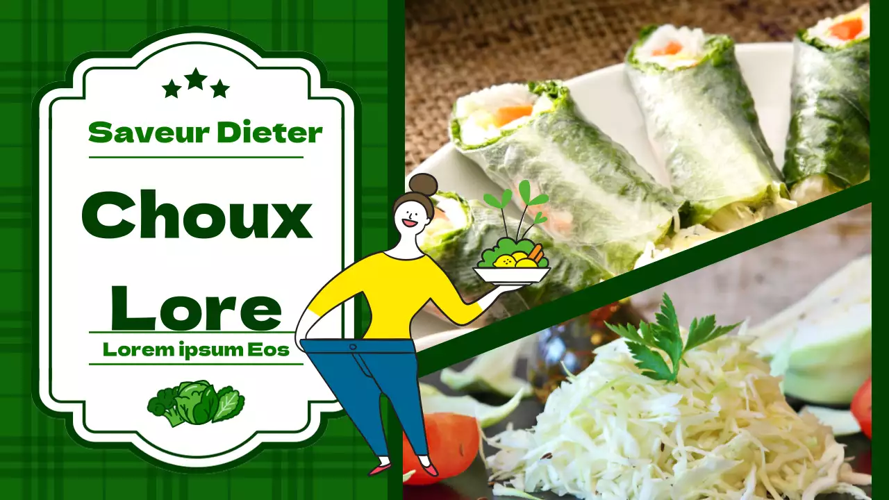 Une collection de plats diététiques à base de choux avec une couleur verte et une image de photo mise en valeur.