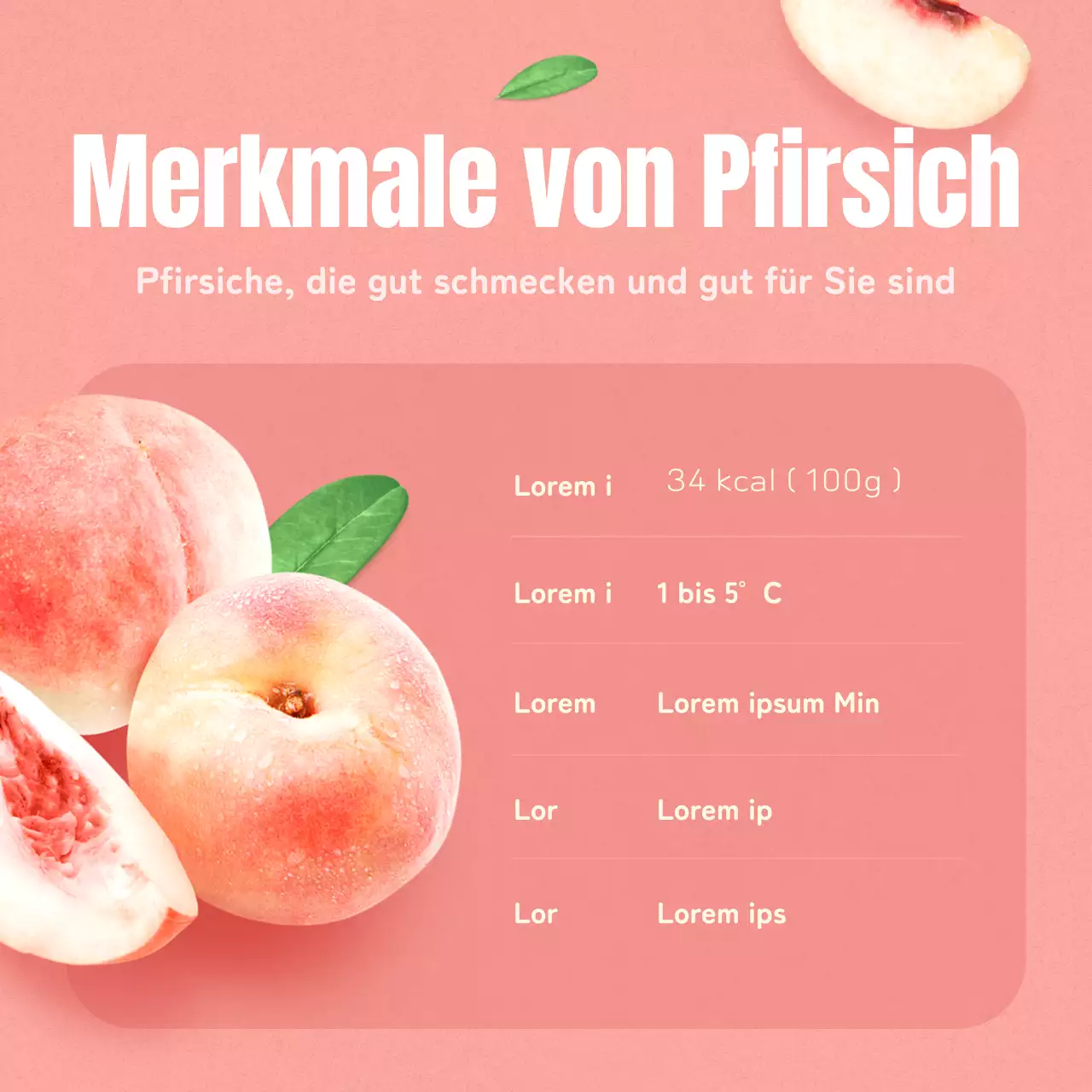 Wie man schöne Früchte in rosa und beigen Pfirsichen aufbewahrt