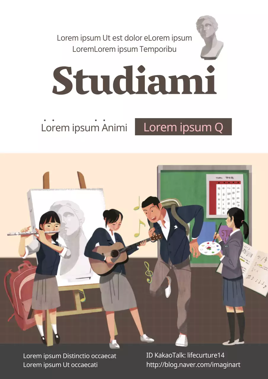 Promuovere attività pratiche con illustrazioni in marrone e rosa di studenti che praticano i loro hobby.