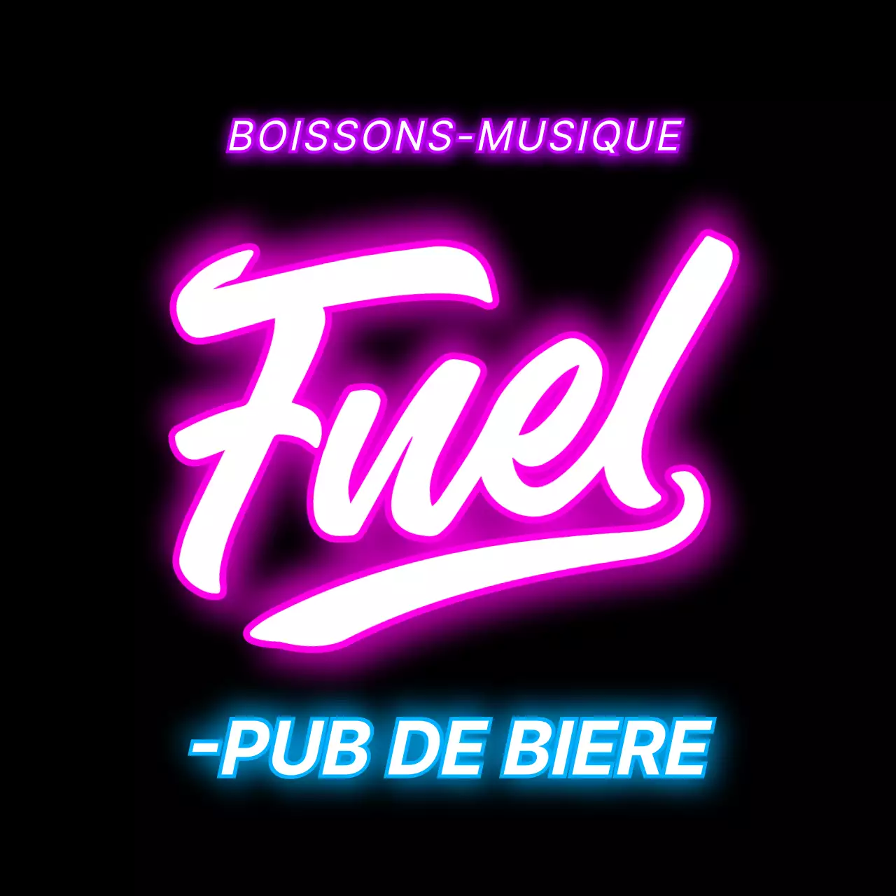 Signalisation de la devanture du magasin sous forme de néon avec des textes et des illustrations en rapport avec la brasserie, dans des couleurs vives.