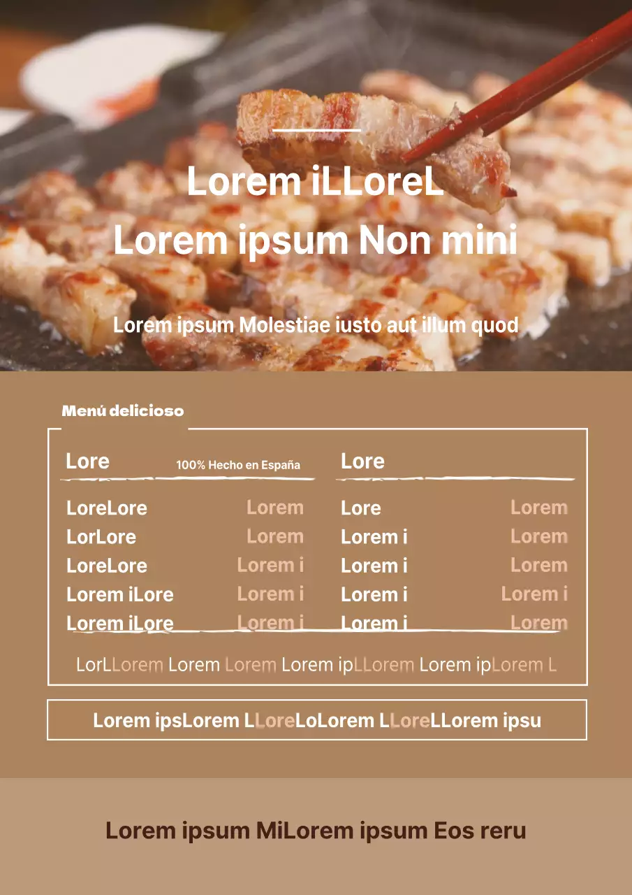 Carta de masajes con fotos de masajes en marrón