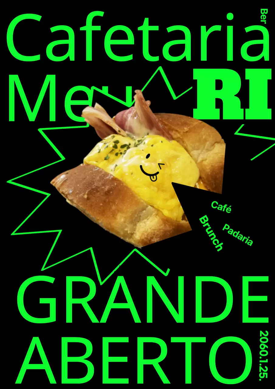 Abrir uma pastelaria moderna em preto e verde néon (web poster vertical)