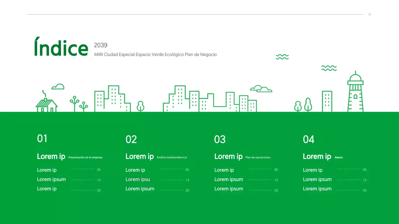 Plan de negocio con un concepto verde, limpio e ilustrado