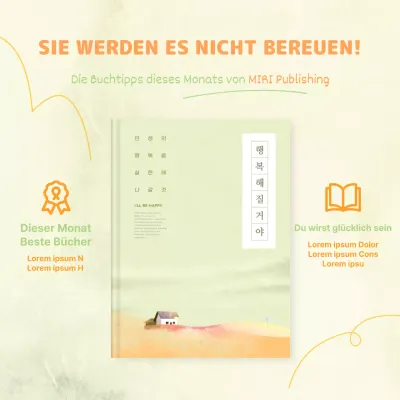 Gedämpfte Buchwerbung mit gelbem Hintergrund und orangefarbenem Text V1
