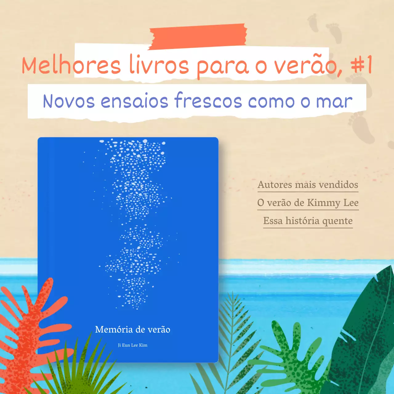 Promova o seu novo livro de ensaios com cores naturais de azul e laranja