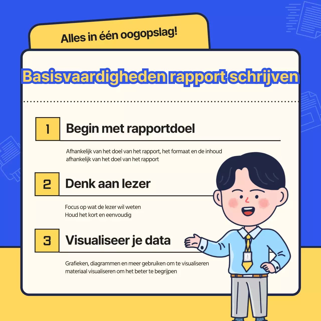 Een eenvoudig blauw en geel inwerkplan voor nieuwe werknemers