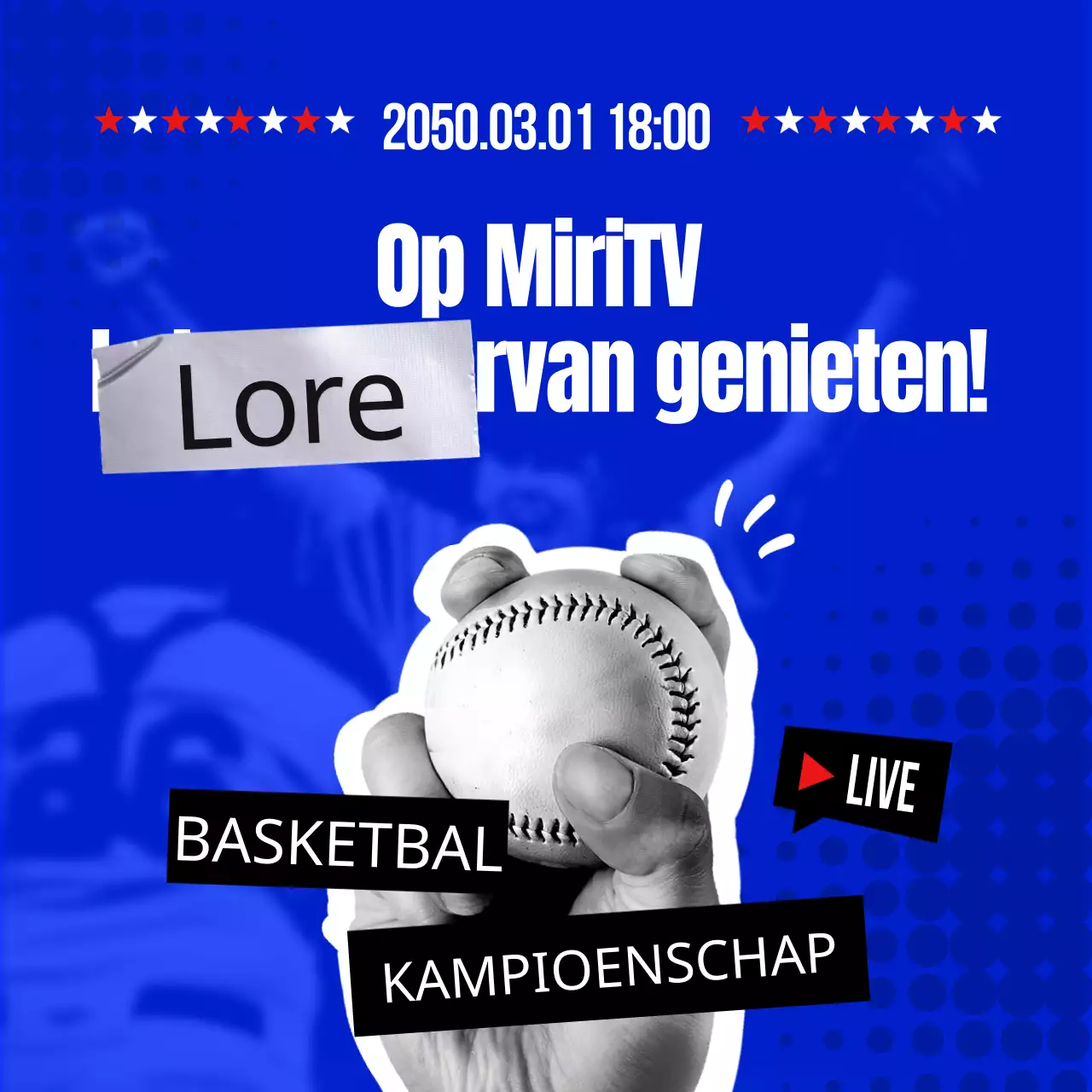 Promoot live honkbal met een blauwe knal