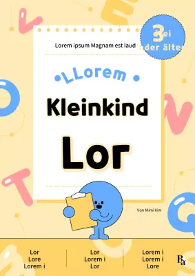 Kitschiger englischer Bucheinband für Kleinkinder in Gelb und Hellblau