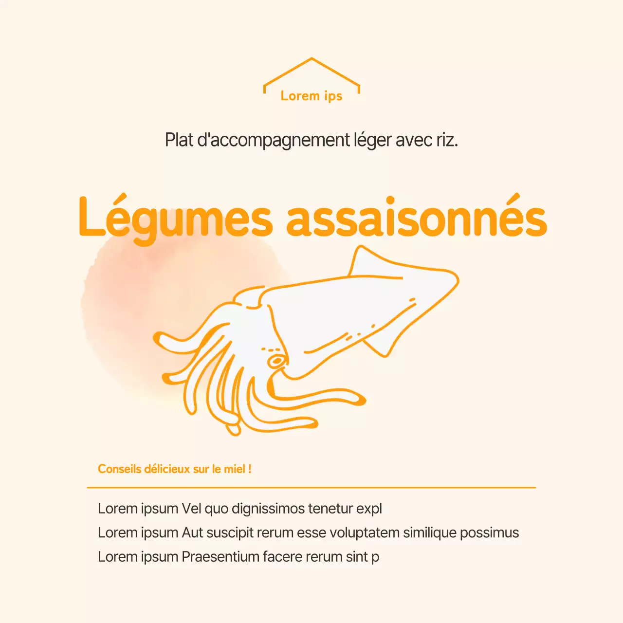 Autocollant carré simple pour épicerie fine avec illustration orange