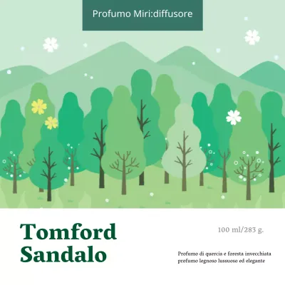 Etichetta di profumo ordinata con illustrazione verde