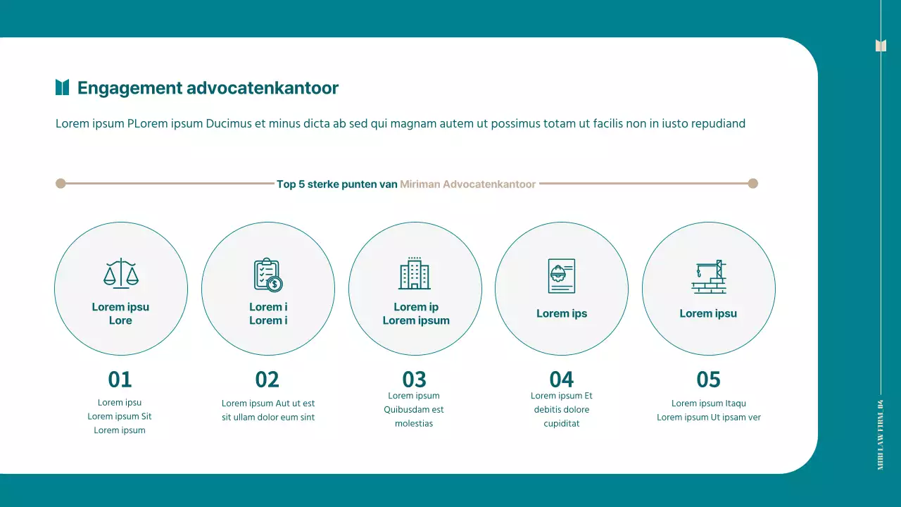 Professioneel advocatenkantoor met een eenvoudig turquoise thema