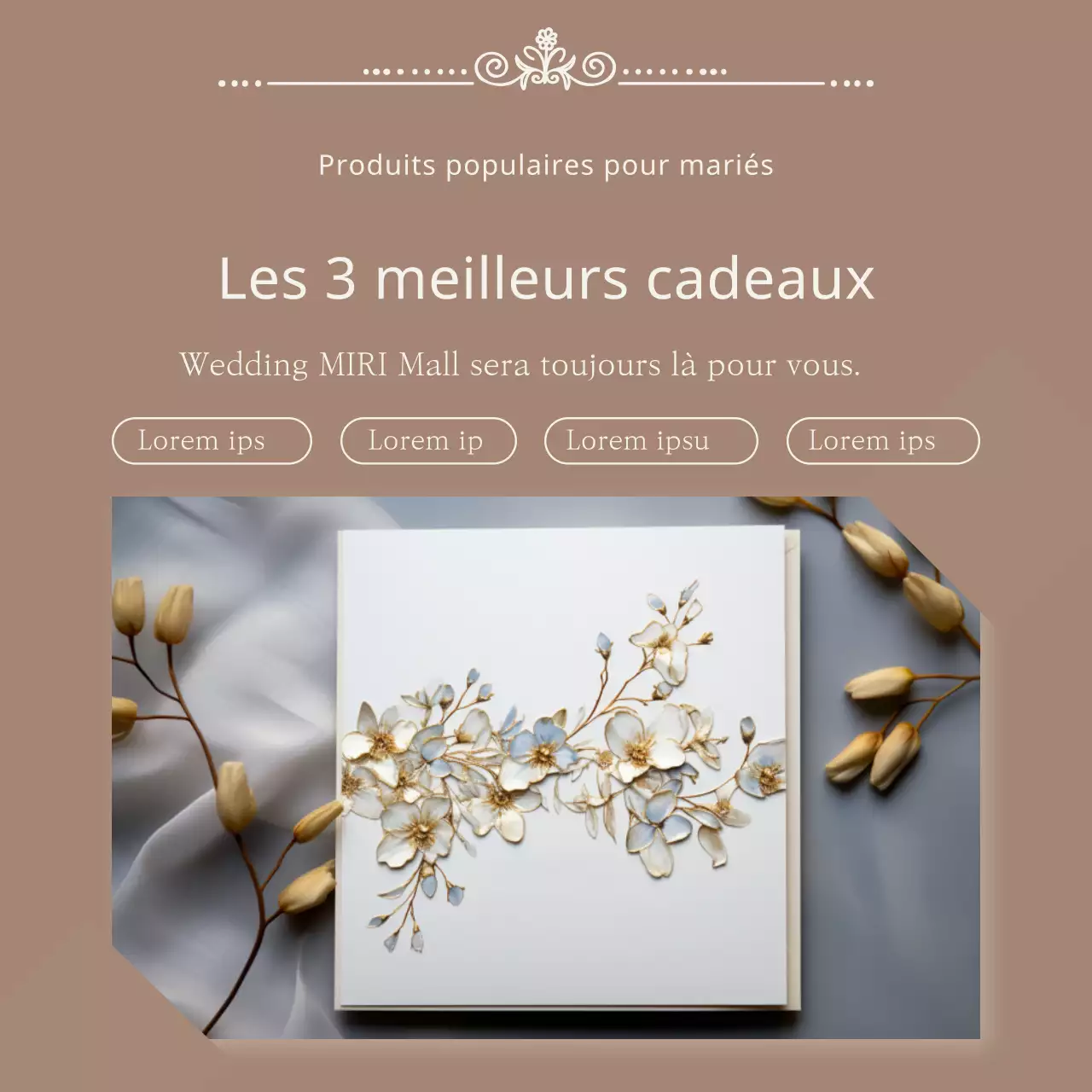 Faveurs de mariage luxueuses marron et beige thème promotionnel