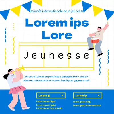 Journée internationale de la jeunesse Samhaengsi avec un concept d'illustration frais en bleu et jaune