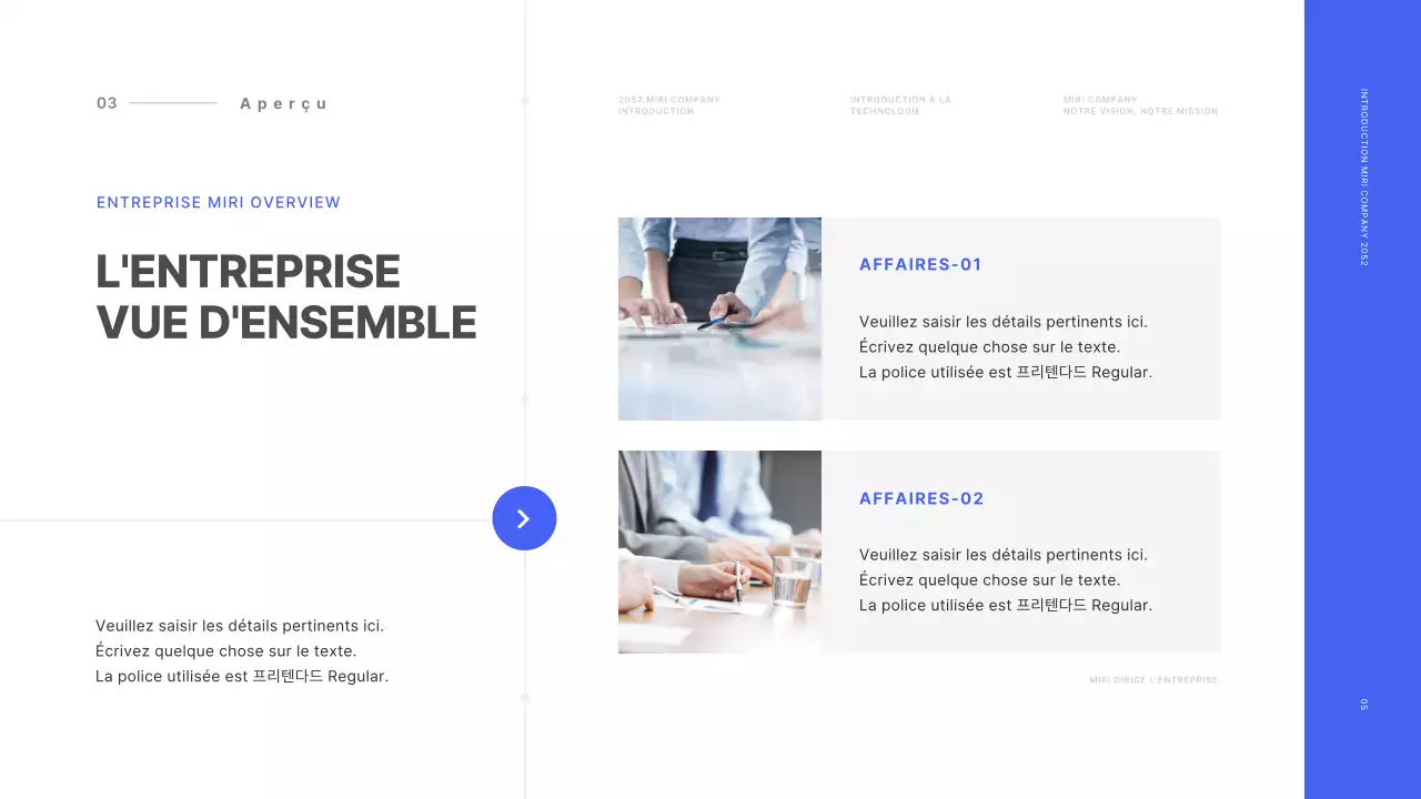 Concept de ligne de base en bleu et blanc Profil de l'entreprise