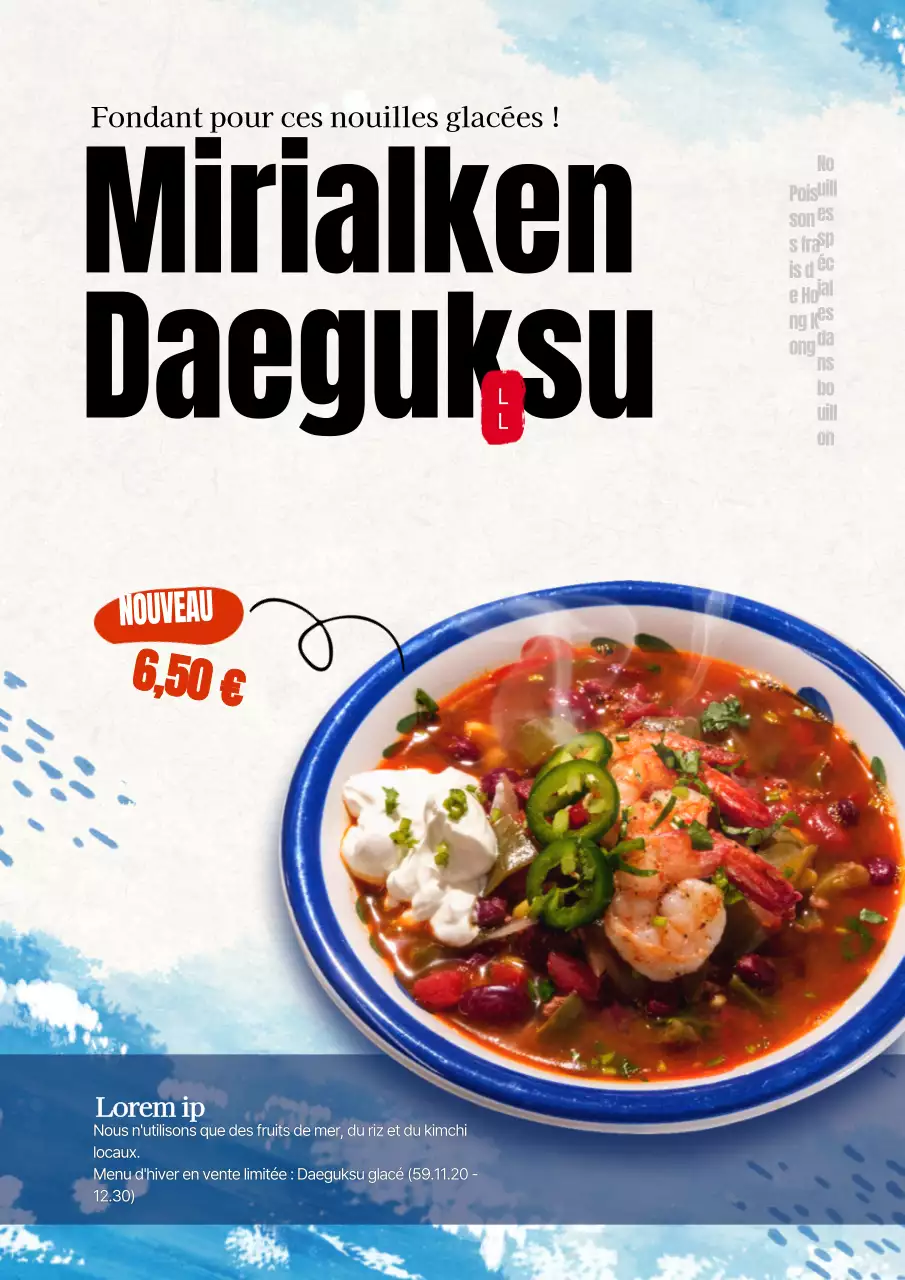 Promouvoir le nouveau menu d'hiver avec une touche d'océan bleu