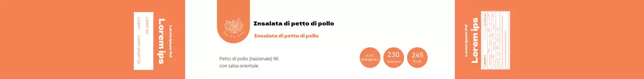 Etichetta alimentare dell'insalata arancione pulita