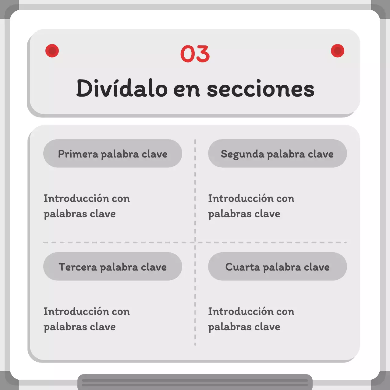Concepto minimalista de pizarra blanca en gris y rojo Datos breves sobre el concepto