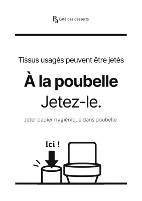 Instructions noires et simples pour les toilettes en magasin