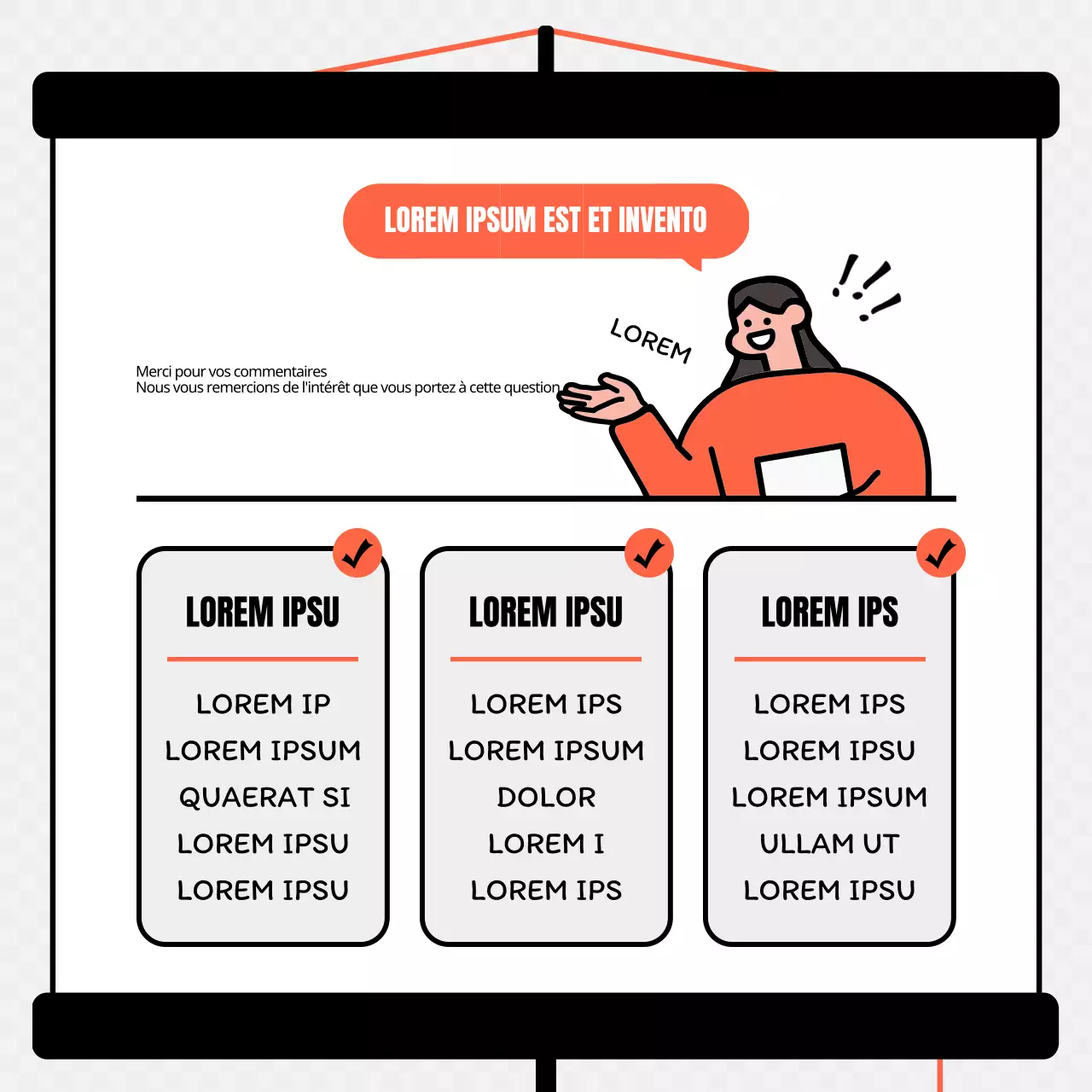 Résultats de l'enquête sur le concept d'écran orange et noir