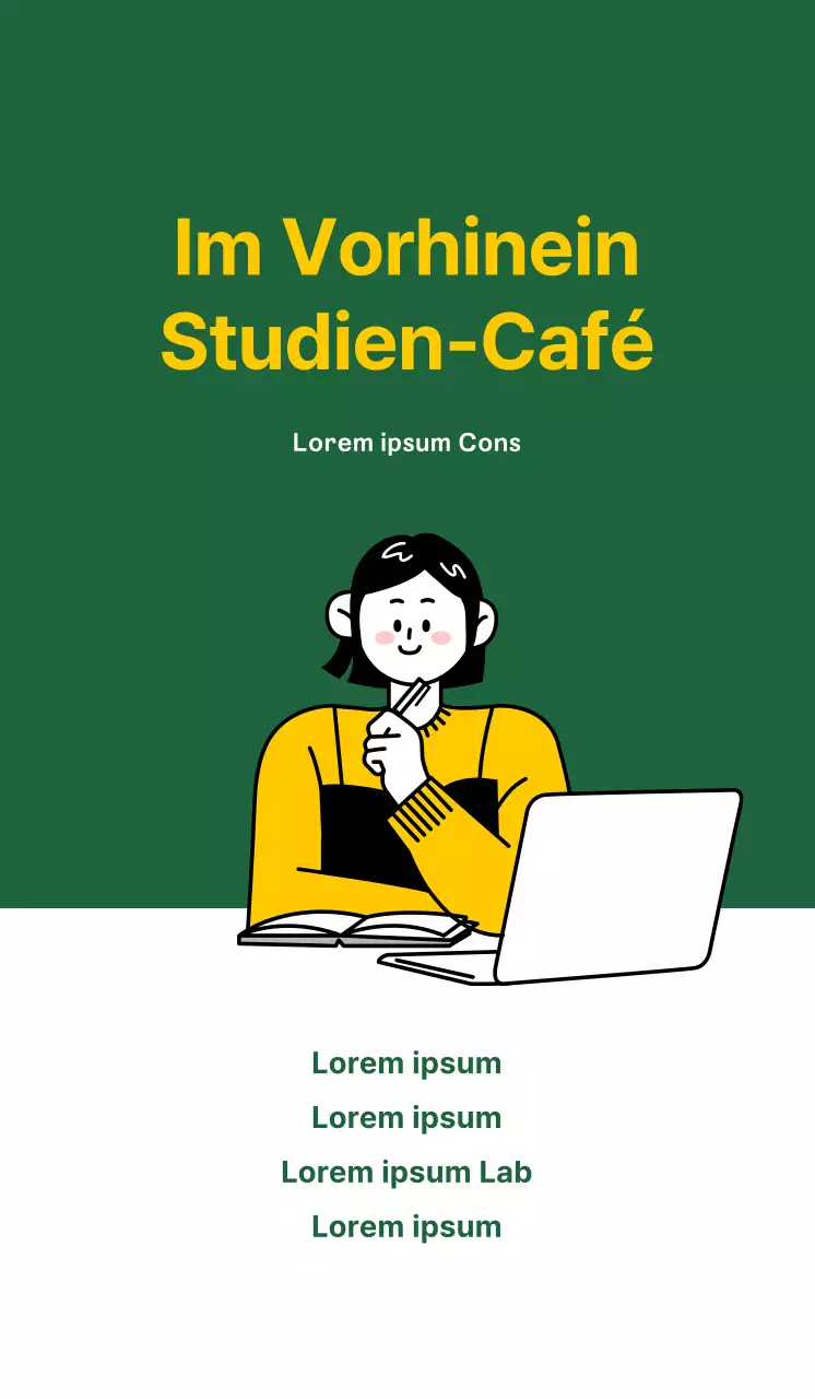 Bewerben Sie Ihr Studiencafé mit einem sauberen, grünen Hintergrund
