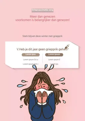 Eenvoudige flyer ter promotie van griepvaccinatie in roze kleur