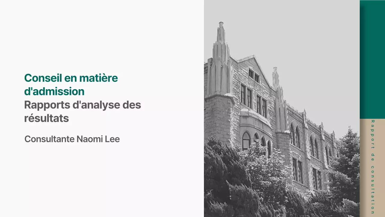 Un rapport d'analyse moderne de conseil en admission en vert et beige