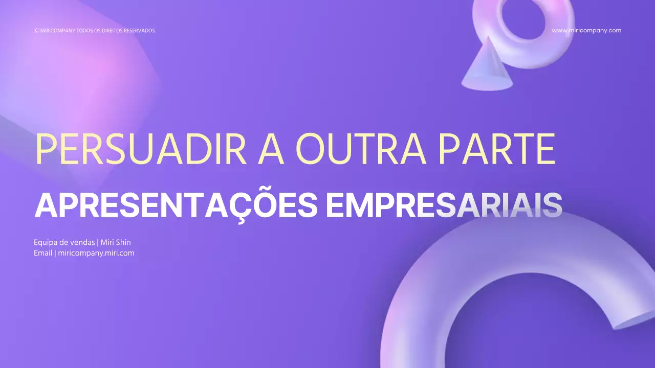 Formas 3D com um gradiente púrpura para apresentações empresariais
