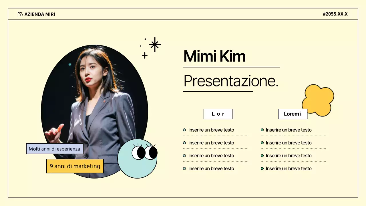 Un colloquio di lavoro kitsch in viola e giallo