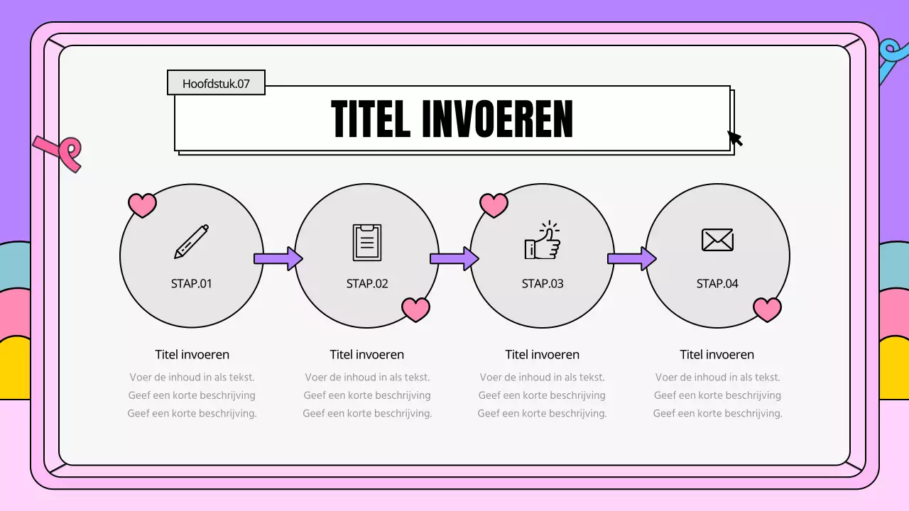 Een kitscherig businessplan in roze en paars