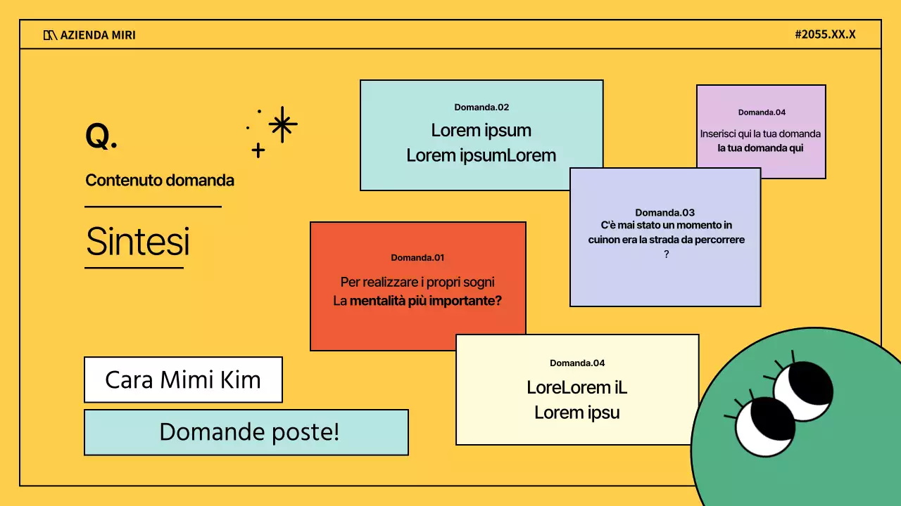 Un colloquio di lavoro kitsch in viola e giallo