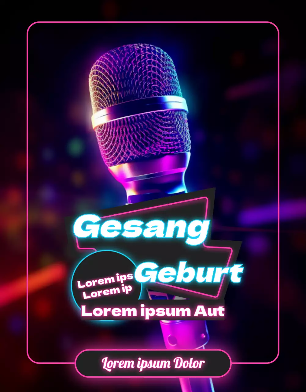 Rosa und hellblauer Neon-Gesangsunterricht