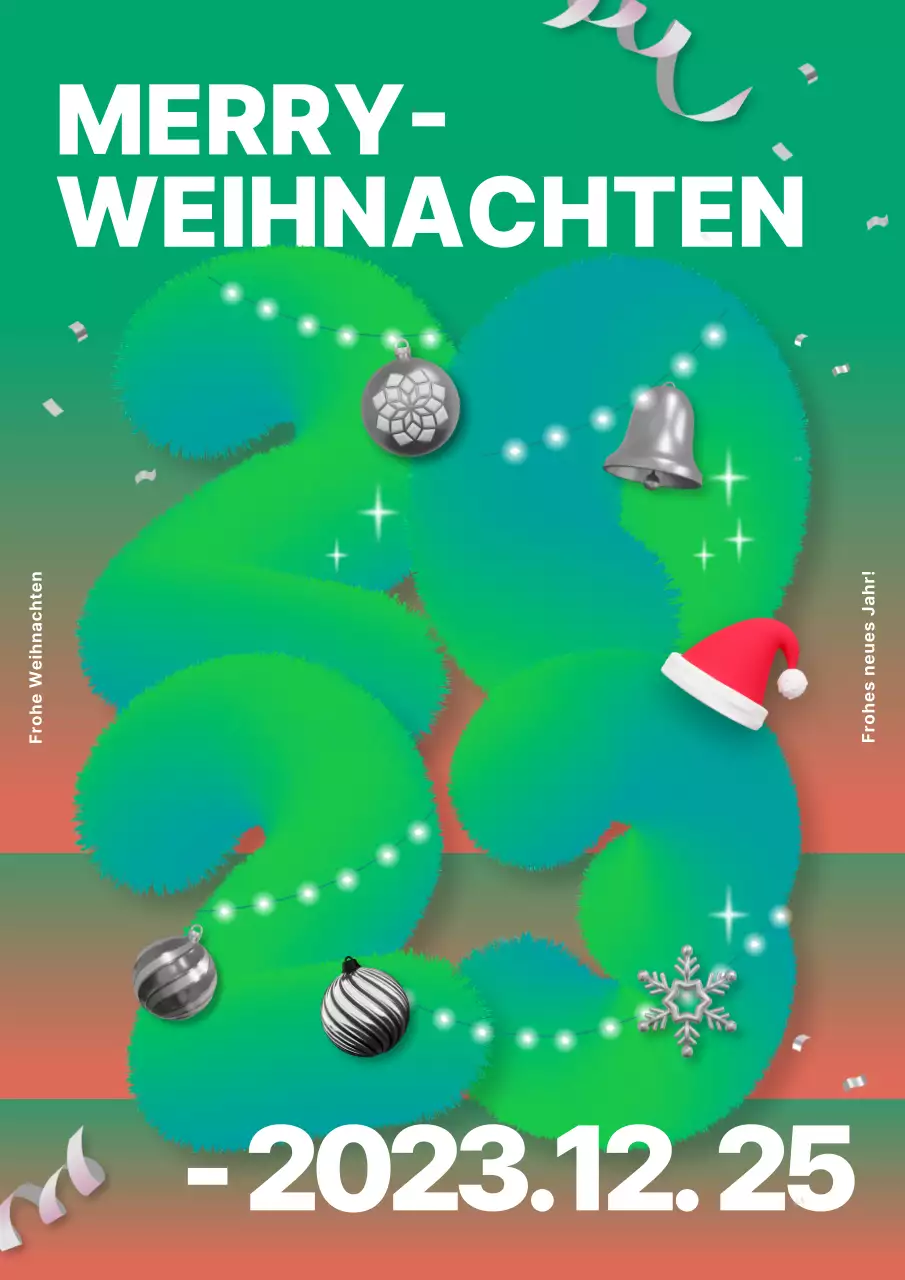 Grün Rot Trendy Weihnachten Kunstwerk Poster