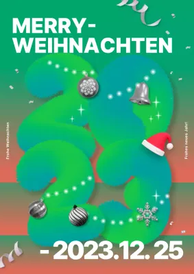 Grün Rot Trendy Weihnachten Kunstwerk Poster