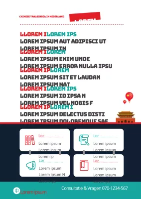 Rode en groene promotieflyer Chinese taalschool
