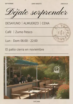 Invitación postal café vintage en beige